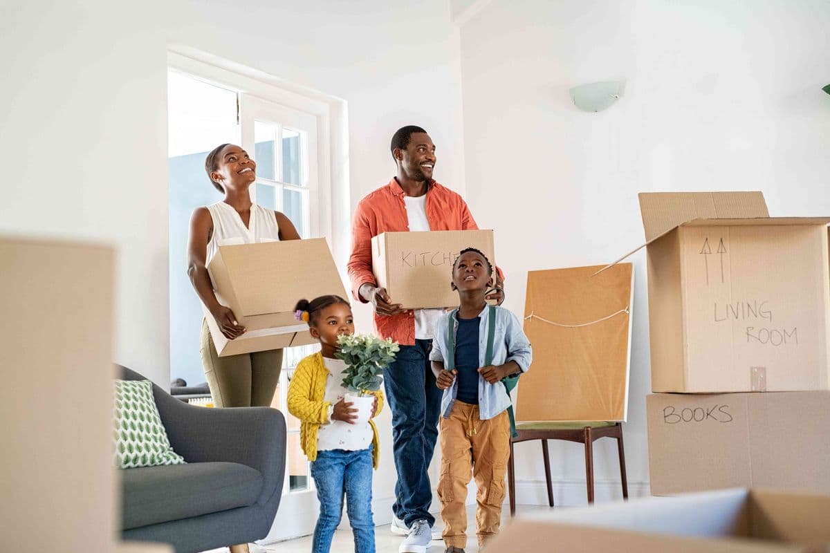 Family moving into their new home